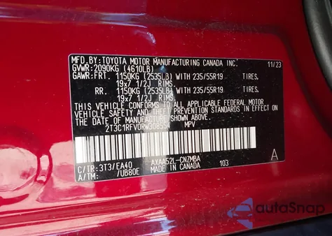 2024 Toyota Rav4 Xle Premium from USA, damaged, VIN 2T3C1RFV0RW308554